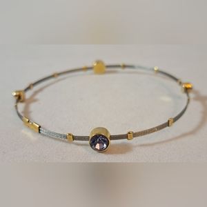 Amada Blu Wire Bracelet silver and gold tones with violet gems.